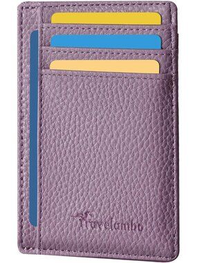 Men Pebble Purple Minimalist Leather RFID Blocking Size Front Pocket Slim Wallet